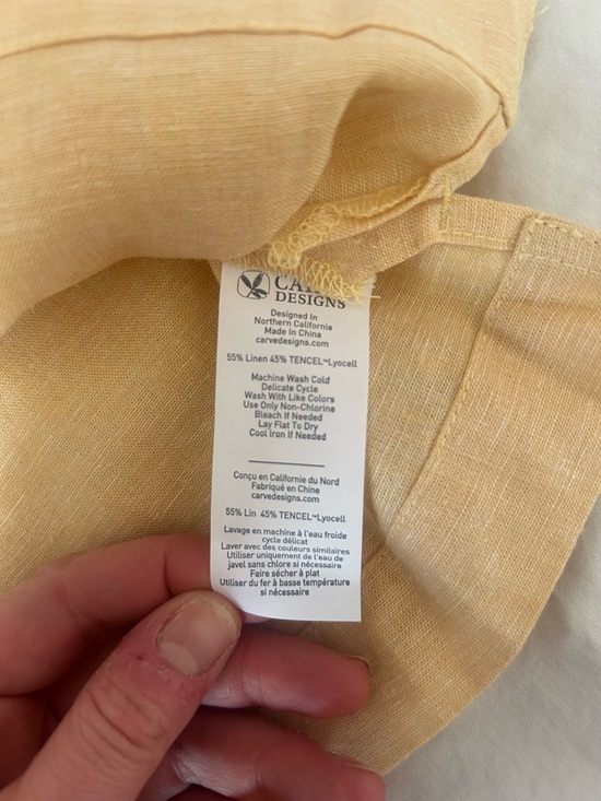 Carve Designs Luca Linen Blend Natural Fibers Camp Shirt Butter Yellow XL Boxy - Picture 5 of 6